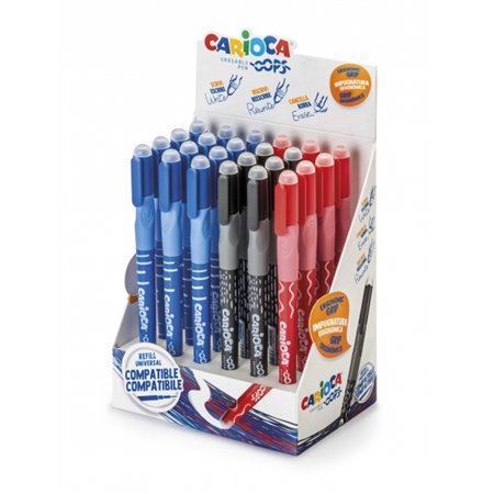 Carioca Oops - Conjunto com 24 Canetas Apagáveis - Tinta Termossensível - Empunhadura Triangular Ergonômica - Ponta de 0,7 mm - 