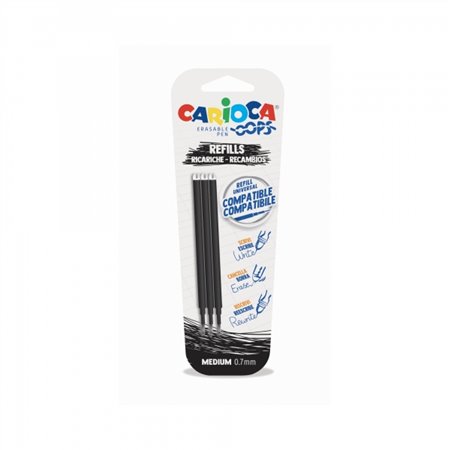 Carioca Oops - Pacote com 3 Refis Apagáveis para Caneta - Tinta Termossensível - Ponta de 0,7 mm - Compatível com Canetas Oops -
