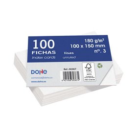 Fichas de índice em papel cartão offset branco Dohe - 180g - Pacote com 100 unidades