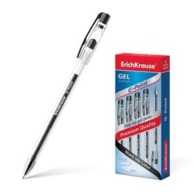 Caneta em gel Erichkrause G-Point - Tinta em gel de secagem rápida - Corpo transparente com pega triangular - Ponta agulha - Pre