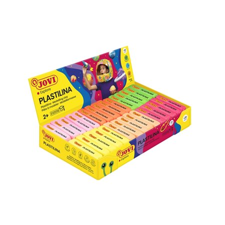 Display com 30 tabletes de Play-Doh de 50g da Jovi - Cores Neon - 100% Vegetal - Altamente Moldável - Não Resseca - Misturável -