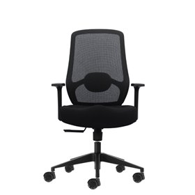 Cadeira de escritório ergonômica Oqonos Cherg 001 com suporte lombar ajustável em altura e profundidade, encosto em tela respirá