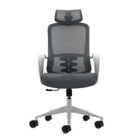 Cadeira de escritório ergonômica Oqonos Cherg 008 com apoio de cabeça cervical ajustável, encosto em tela respirável, pistão a g