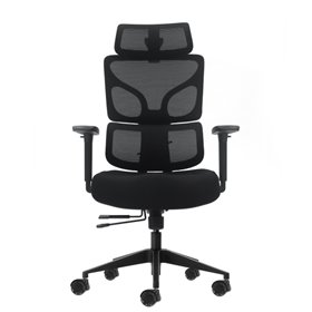 Cadeira de escritório ergonômica Oqonos Cherg 010 com apoio de cabeça cervical ajustável, encosto e assento em tela elástica, ap