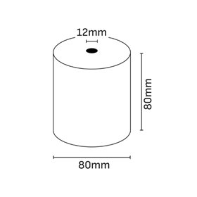 Rolo de papel térmico Oqonos 80x80x12mm, livre de BPA, certificado FSC, 74,2 metros, 55 gramas