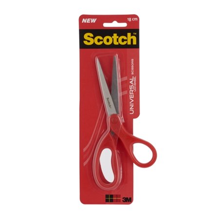 Tesoura universal Scotch 18cm - Aço inoxidável - Cabo ergonômico - Vermelha