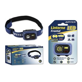 Lanterna de cabeça LED Jupiter 200lm + COB 50lm - À prova d'água IP65 - Faixa de cabeça ajustável - Funciona com 3 pilhas AAA (n