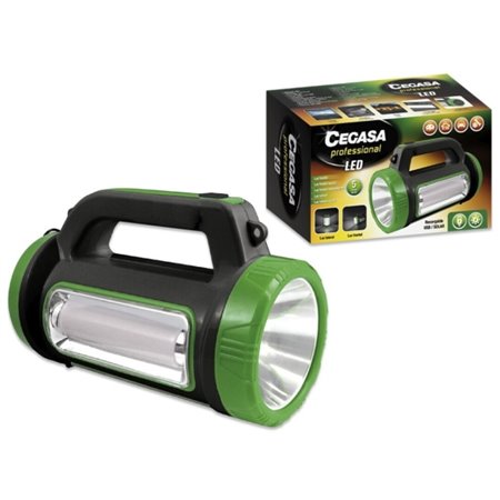 Lanterna LED multifuncional profissional Cegasa - 5 modos de iluminação - Bateria de 1800mAh - Alimentação solar e USB - Preto/V