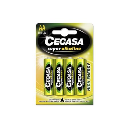 Pacote com 4 pilhas alcalinas Cegasa Super LR6 AA - Alto desempenho - Confiabilidade - Tecnologia avançada