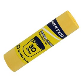 Pacote com 10 Sacos de Lixo Jupiter de 30L - Primeira Qualidade - Amarelo