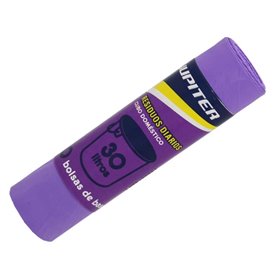 Pacote com 10 Sacos de Lixo Jupiter de 30L - Primeira Qualidade - Roxo