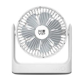 Ventilador de mesa portátil Muvip 5,5 W, 18 cm de diâmetro - 3 velocidades - Ângulo ajustável até 360º - Autonomia da bateria de