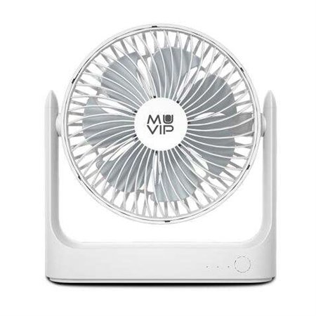 Ventilador de mesa portátil Muvip 5,5 W, 18 cm de diâmetro - 3 velocidades - Ângulo ajustável até 360º - Autonomia da bateria de
