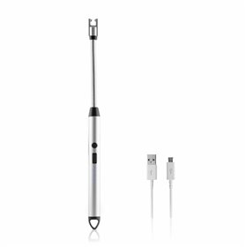 Isqueiro elétrico Innovagoods Fletcher - Recarregável via USB - Flexível 360° - Trava de segurança - Indicadores LED - Prata e P