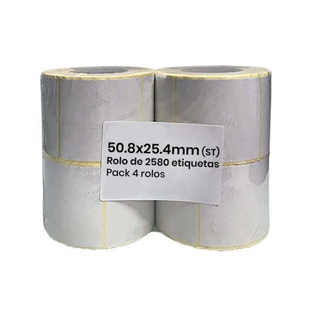 Rolo de Etiquetas Transfer (Fita de Carbono) 50.8mmx25.4mm ST (Rolo de 2580 etiquetas) - Pack de 4 Rolos