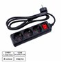 Tomada Elétrica c/ 3 Saídas Interruptor 1.5M Preto