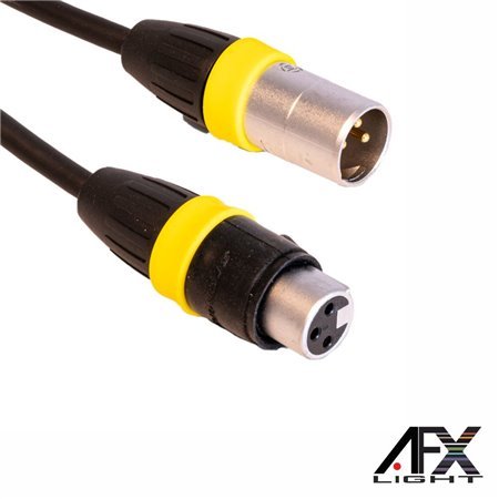 Cabo DMX XLR 3p Macho / XLR 3p Fêmea IP65 5m AFXLIGHT